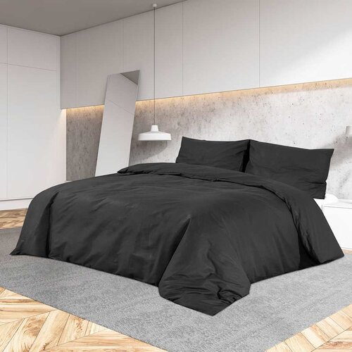 Set posteljine za poplun crni 260x240 cm lagana mikrovlakna Cijene