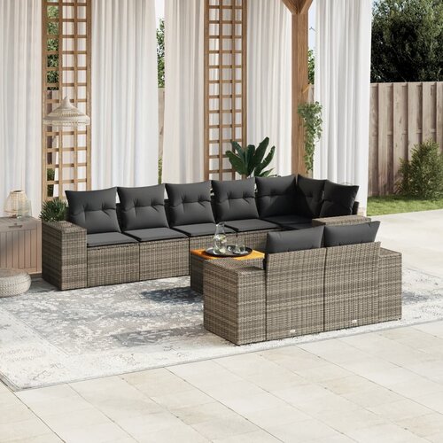 vidaXL 9-dijelni set vrtnih sofa od poliratana s jastucima sivi Cijene