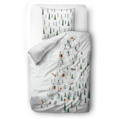 Butter Kings Bijela posteljina za krevet za jednu osobu od pamučnog satena 135x200 cm Ski Slope - Slike