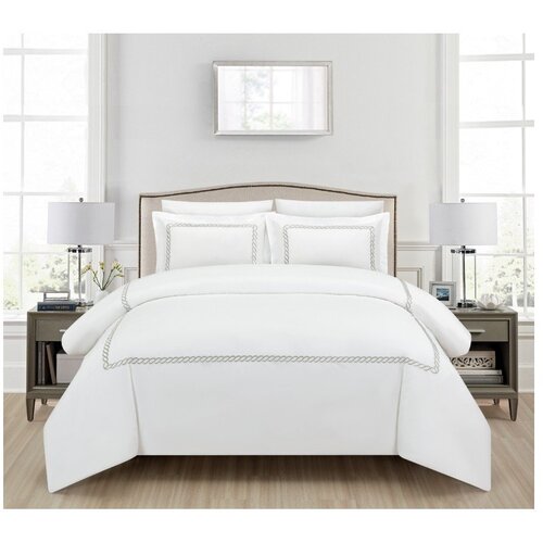 Mila Home Luxury Bela enojna posteljnina iz bombažnega satena z rjuho/6-delna 140x200 cm Whispered Serenity &amp;ndash; Slike
