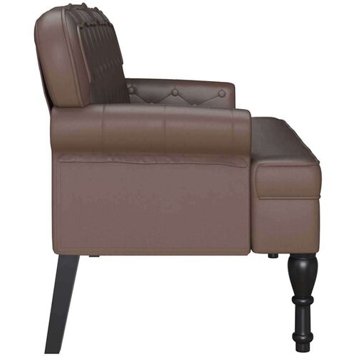 VidaXL Chesterfield klupa Smeđa 119,5 x 64,5 x 75 cm Lažna koža Slike