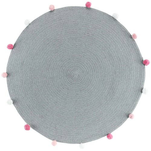 Douceur d int&amp;eacute;rieur Svijetlo sivi okrugli tepih &amp;oslash; 90 cm Pompomparty &amp;ndash; Slike