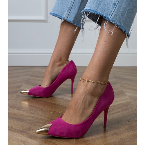 D/CEO Pink eco-suede pumps with metallic toe Elaza Cene
