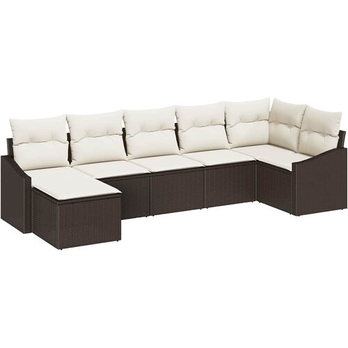  Sjedeća garnitura za vrt 7 kom. Smeđa i krem poliratan 288,5 x 123,5 x 85 cm Slike