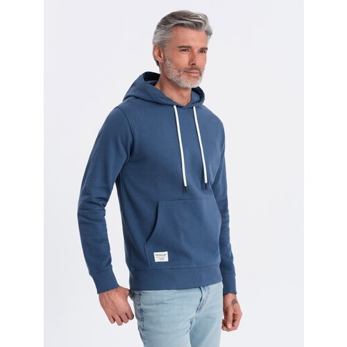 Ombre Men's kangaroo sweatshirt with hood - navy blue Slike