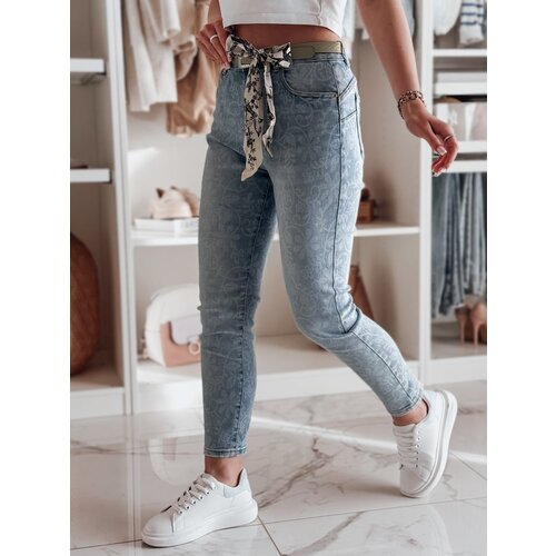 DStreet Spodnie damski jeansowe skinny z paskiem FLORENCIO niebieskie Slike