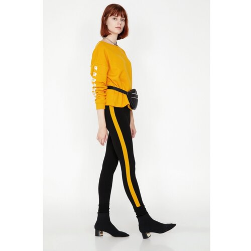 Koton Women&amp;#039;s Black Stripe Detailed Leggings Slike