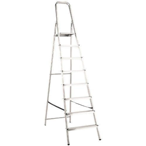Alpos Aluminijasta gospodinjska lestev 7+1 (delovna višina: 3,55 m, transportna dolžina: 2,49 m, nosilnost: 150 kg) Cene