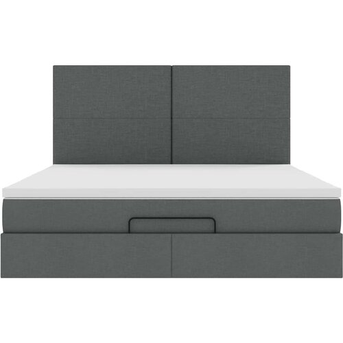 VidaXL Otomanski krevet s madracem i LED tamnosivi 180x200cm tkanine Slike