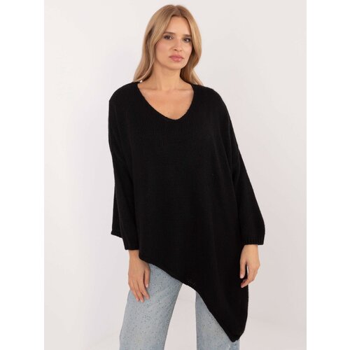 Fashion Hunters Black asymmetric sweater with neckline OCH BELLA Cene