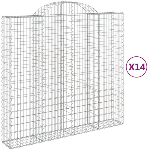 VidaXL Obokane gabion ko&amp;scaron;are 14kosi 200x50x180/200 cm pocinkano železo, (21000595) Slike