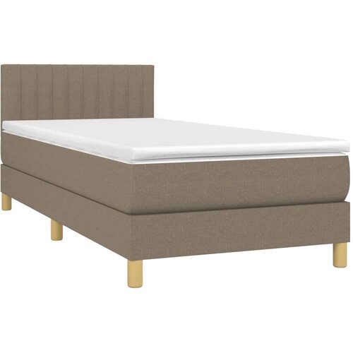  Krevet box spring s madracem LED smeđesivi 90x200 cm tkanina Slike