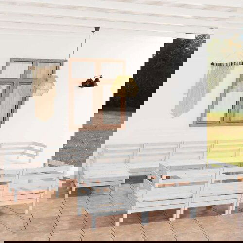  Vrtna sedežna garnitura 11-delna bela trdna borovina, (20676179) Cene