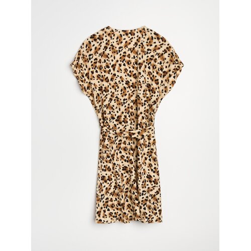 Sinsay Viskozna mini haljina s pojasom s leopard uzorkom Slike