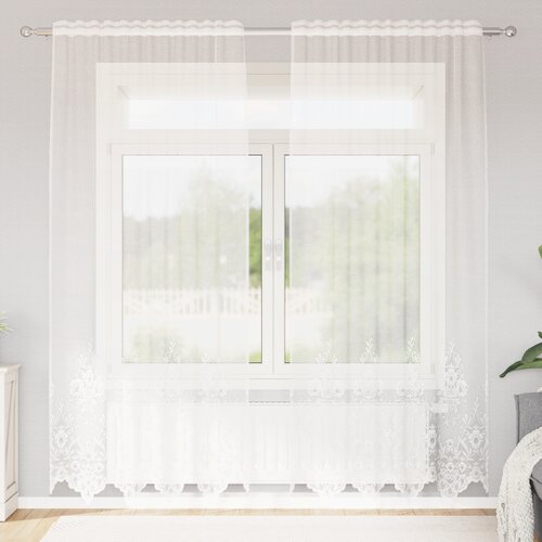 vidaXL Zavjese sa zavjesama Cvjetni Bijelo 150 x 240 cm Poliester Cijene