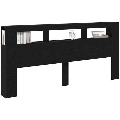  Uređaj za pohranu s uzglavljem i LED svjetlima Crna hrastovina 220x18 5x103 5 cm Slike