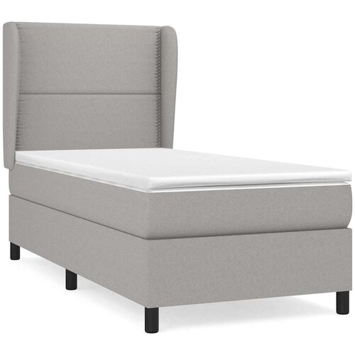 Box spring krevet s madracem svjetlosivi 90x190 cm od tkanine Slike