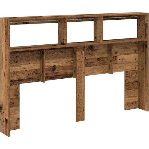  Ormarić za uzglavlje s LED svjetlima staro drvo 160x17x102 cm Slike