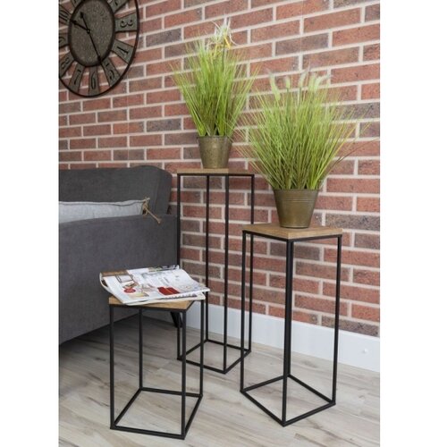  Stalak za cveće BASICLOFT 60x24 crna/smeđa Slike