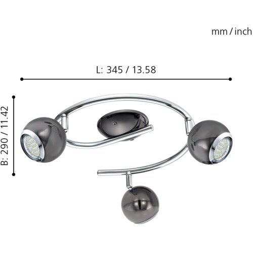 Eglo bimeda reflektor/3, led, gu10, 3x3w, 3x240lm, nikl crni/krom Cijene