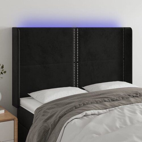 vidaXL LED posteljno vzglavje črno 147x16x118/128 cm žamet Cene