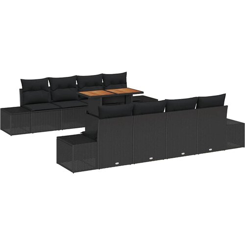  Sjedeća garnitura za vrt 9 kom. Crna poliratan 100 x 55 x 73 cm Slike