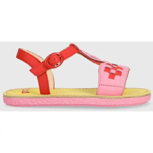 Camper Otroški usnjeni sandali rdeča barva