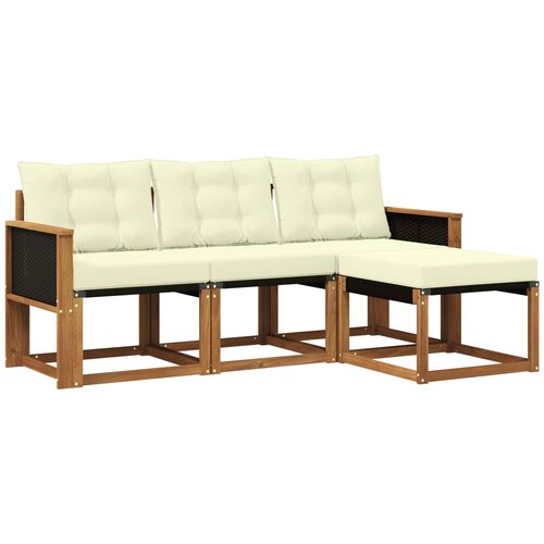 vidaXL Zunanja garnitura za sedenje z blazino 4 pcs Naravna in smetana, (5000281158) Cene