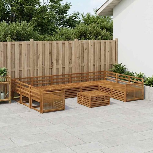  Set vanjskih sofa 10 kom. Prirodna Čvrsto drvo akacije Cene