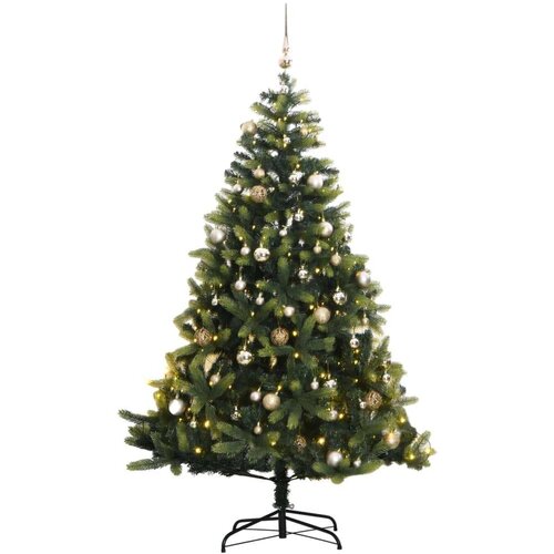  Umjetno božićno drvce 300 LED sa &amp;scaron;arkama i kuglicama 210 cm Slike