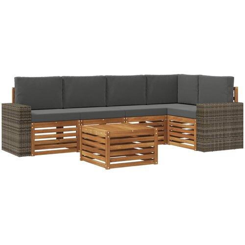 vidaXL Kotna sedežna garnitura z blazino 6 pcs Naravna in antracitna, (5000283652) Cene