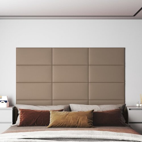 VidaXL Stenski paneli 12 kosov kapučino 60x30 cm umetno usnje 2,16 m&amp;sup2; Slike
