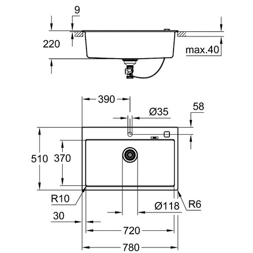 Grohe 31652AP0 K700 pomivalno korito iz umetnega kamna Slike