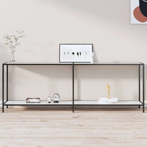 vidaXL Konzolni stol bijeli 220 x 35 x 75,5 cm od kaljenog stakla Cijene