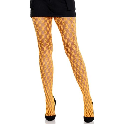 LEG AVENUE HOSIERY LEG AVENUE - LACE TIGHTS WITH EYELETS NEON ORANGE Slike