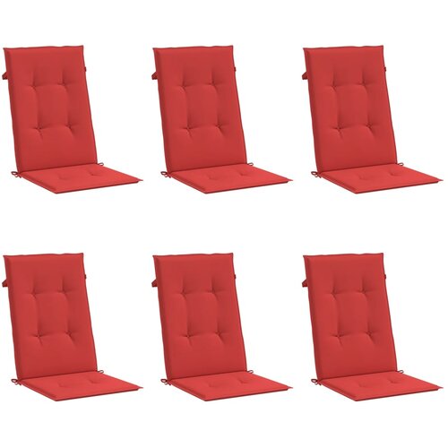  Jastuci za vrtne stolice 6 kom crveni 120x50x3 cm od tkanine Slike
