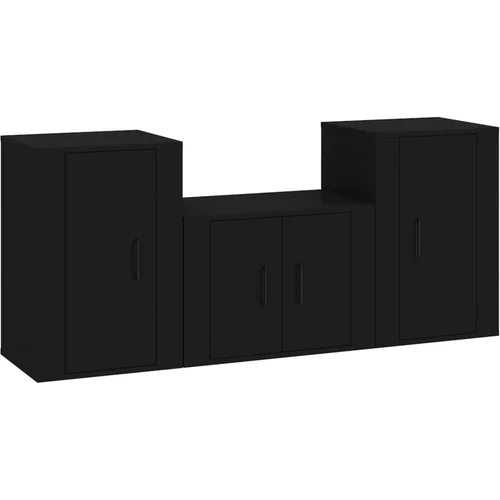 vidaXL Komplet TV omaric 3-delni črn inženirski les, (20732427)