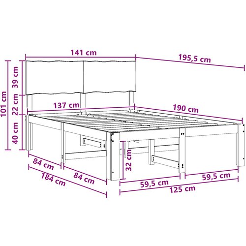  Krevetni okvir s uzglavljem ROSTOCK Prirodna 137 x 190 cm Slike