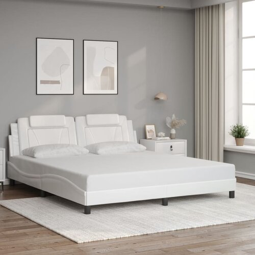  The Living Store Posteljni okvir z vzglavjem bel 180x200 cm umetno usnje - Posteljni Okvir, (21529365) Slike