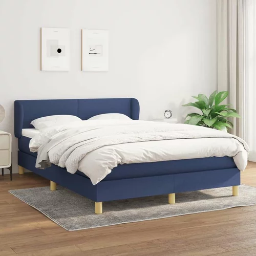  Box spring postelja z vzmetnico modra 140x200 cm blago, (20893418)