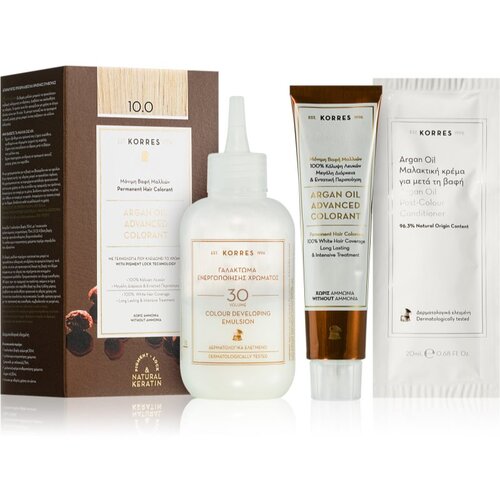 Korres Argan Oil trajna boja za kosu s arganovim uljem nijansa 10.0 Platinum Blonde 50 ml Cijene