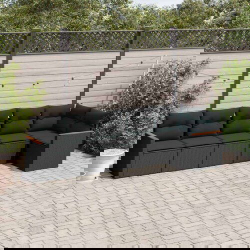  6-dijelni set vrtnih sofa s jastucima crni od poliratana Slike