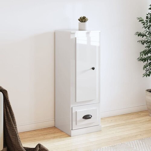  Visoka komoda sjajna bijela 36x35,5x103,5 od konstruiranog drva Slike