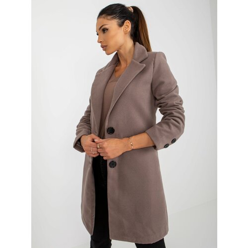 Fashion Hunters Dalida brown women's coat with pockets Slike