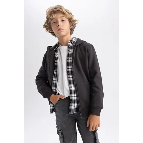 Defacto Boys Anthracite Hooded Thick School Cardigan