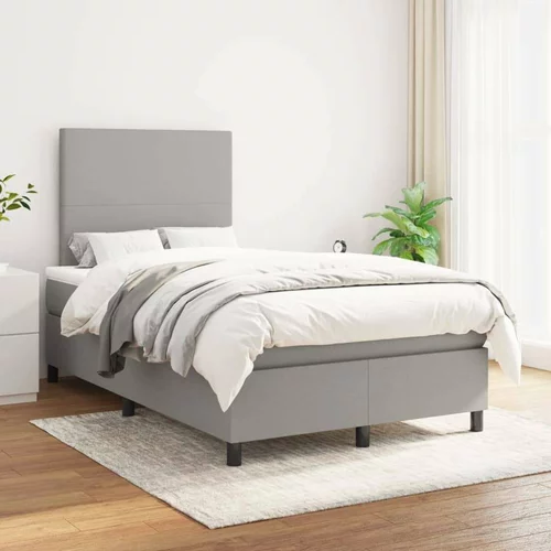  Box spring postelja z vzmetnico svetlo siva 120x200 cm blago, (20789955)