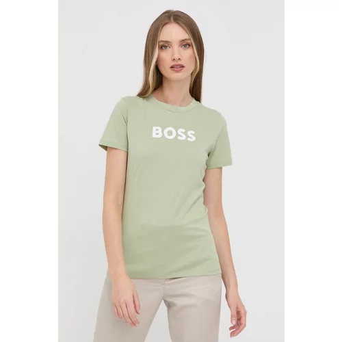 Boss Pamučna majica boja: zelena