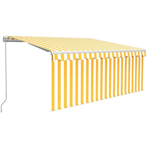 Tenda na ručno uvlačenje s roletom 3,5 x 2,5 m žuto-bijela Slike