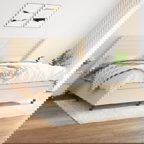  The Living Store Box spring postelja z vzmetnico krem 160x200 cm blago - Box Spring Postelja, (21448893) Cene