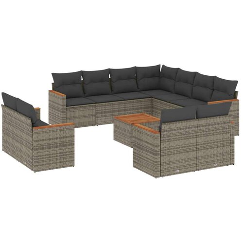 VidaXL 12-dijelni set vrtnih sofa od poliratana s jastucima sivi Slike
